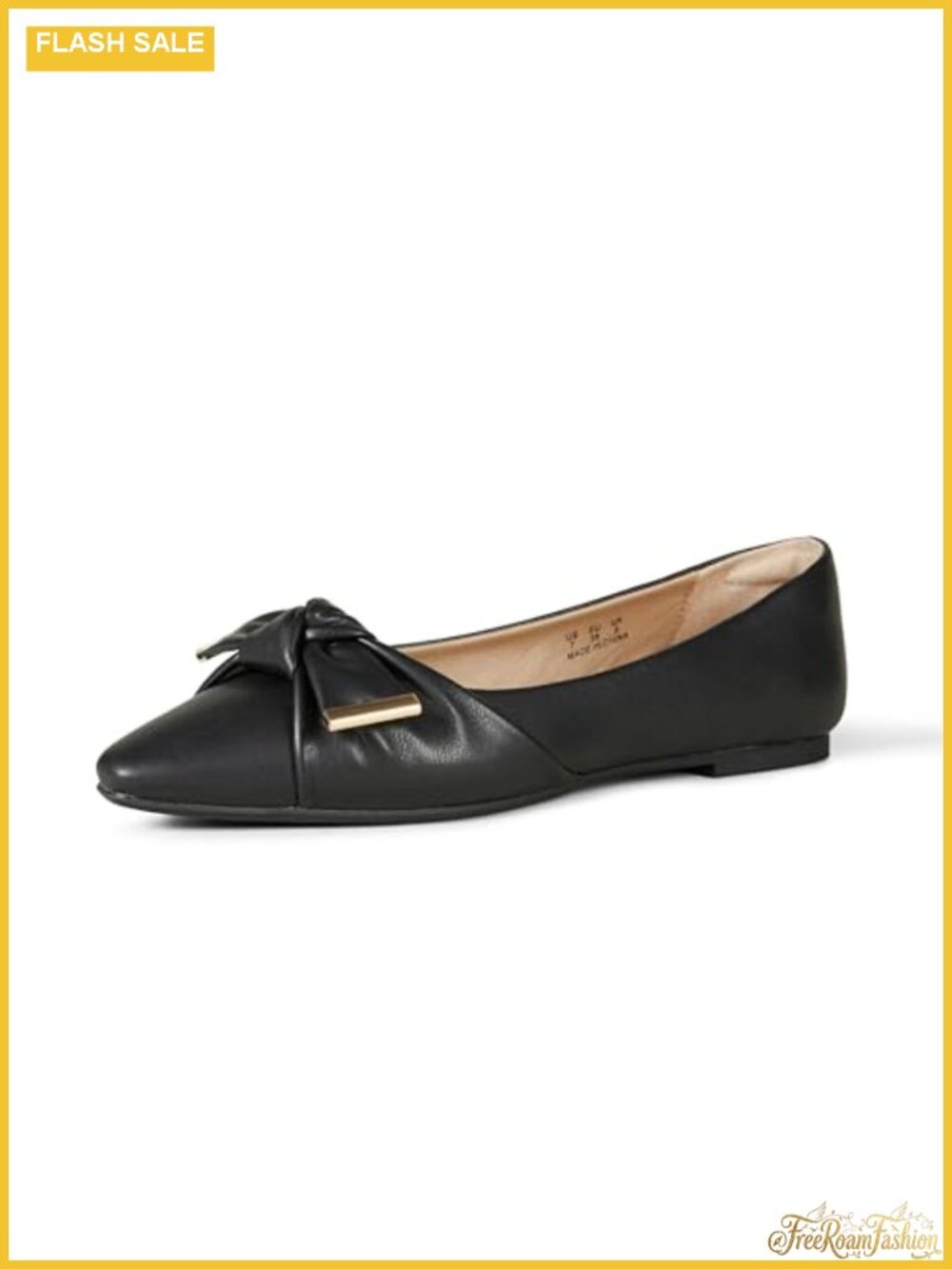 Women's Pointed Toe Bow Ballet Flats Memory Foam Insole Faux Leather
